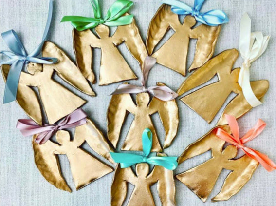 Gold Angel with Ribbon Ornament