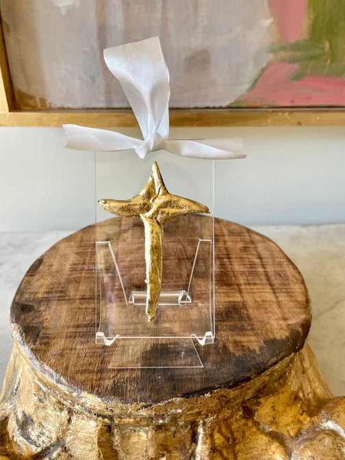 Acrylic Ornament - Gold Leaf Pottery Christmas Cross