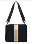 Crossbody Purse- Black with Gold and Silver Stripes