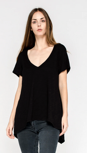 Shrunken Deep V Neck - Black