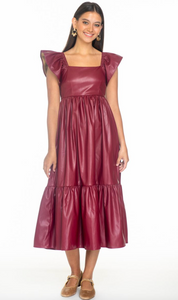 Brooke Dress - Berry Leather