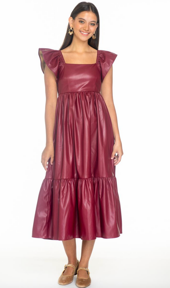 Brooke Dress - Berry Leather