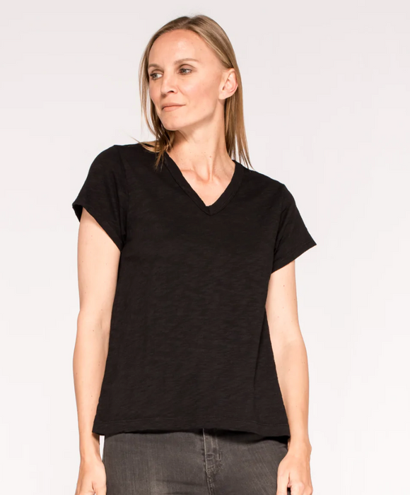 V Neck Short Sleeve Baby Fit -Black