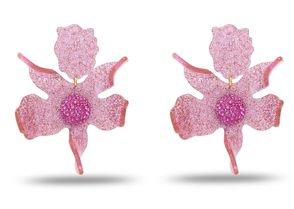 DIVA PINK CRYSTAL LILY EARRINGS