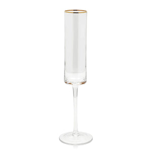 Optic Champagne Flute with Gold Rim