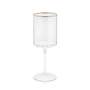 Optic Red Wine Glass with Gold Rim