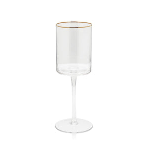 Optic White Wine Glass with Gold Rim