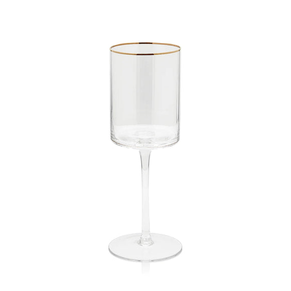 Optic White Wine Glass with Gold Rim