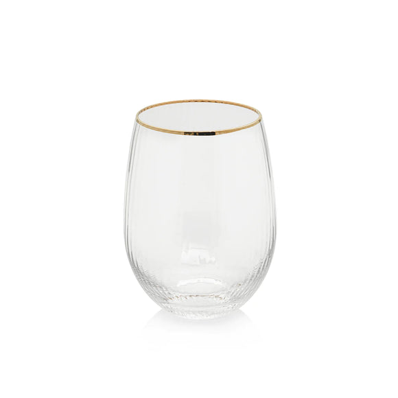 Optic Stemless All-Purpose Glass with Gold Rim