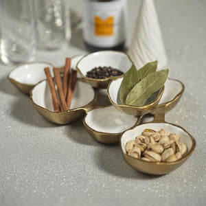 Small cluster of Serving Bowls-Gold W/white