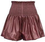 Maroon Leather Swing Shorts