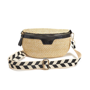 Tagalong Crossbody Sling Bag in Natural Paper Raffia