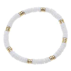 Joanna Beaded Shell Stretch Bracelet in Ivory