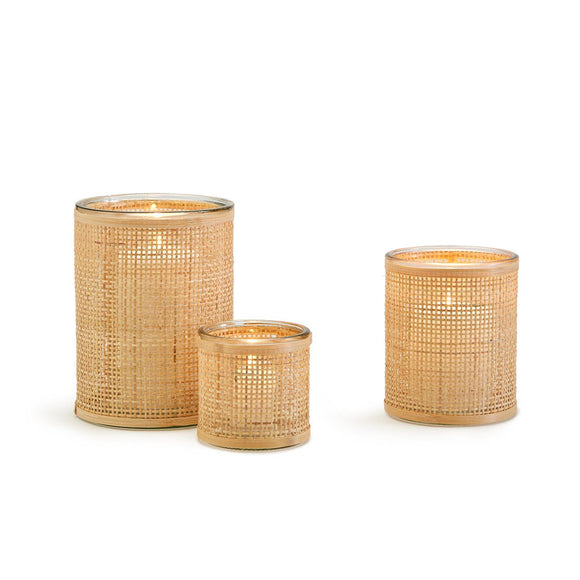 Rattan Wrapped Cachepot / Candleholder