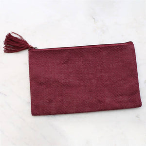 Jute Cosmetic Bag   Maroon   10x6