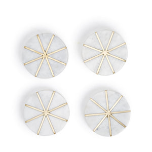 Sunburst White Marble Coasters