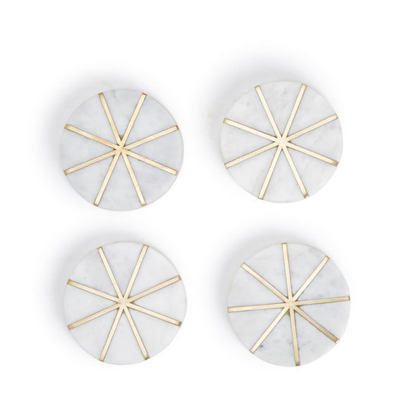 Sunburst White Marble Coasters