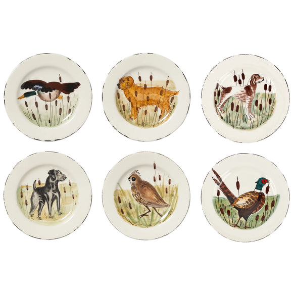 WILDLIFE ASSORTED SALAD PLATES - SET OF 6