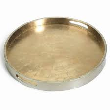 Round Antique Gold and SIlver Serving Tray