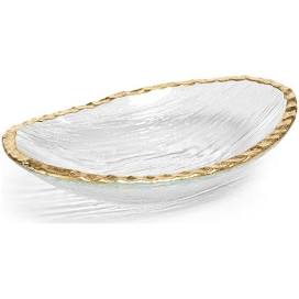 Clear Textured Bowl with Jagged Gold Rim-Small,