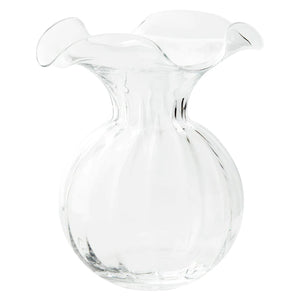HIBISCUS GLASS CLEAR LARGE FLUTED VASE