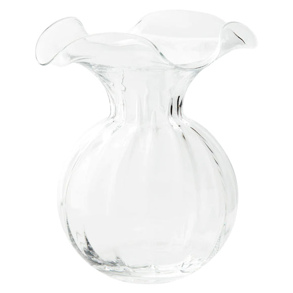 HIBISCUS GLASS CLEAR LARGE FLUTED VASE