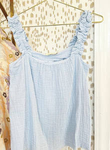 Cotton Gauze Solid Blue Mini Top
