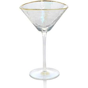 Aperitivo Triangular Martini Glass - Luster w/Gold Rim,