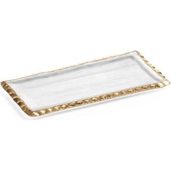 Textured Rectangular Tray w/ Jagged Gold Rim-9