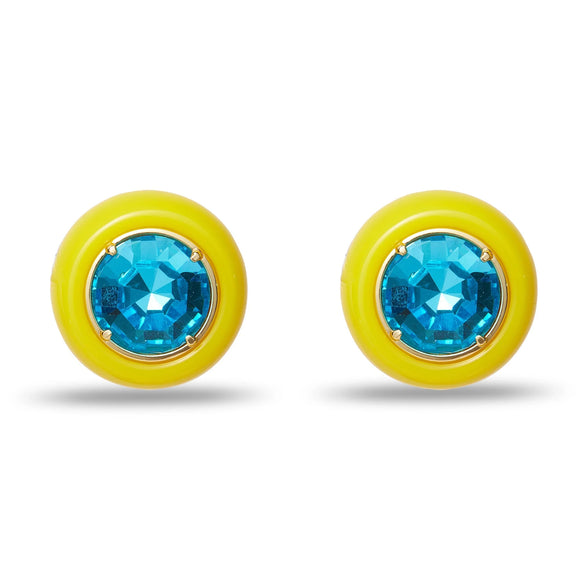 CANARY YELLOW GUMBALL BUTTON EARRINGS
