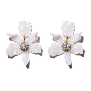 MOTHER OF PEARL CRYSTAL LILY EARRINGS