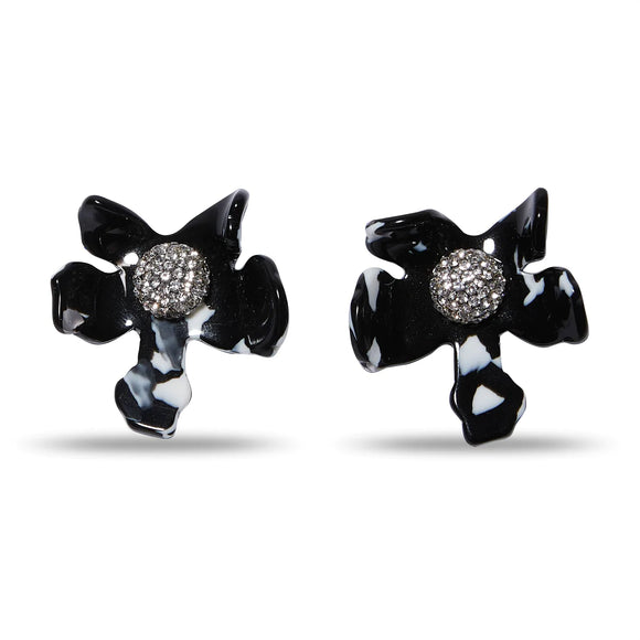 JET SMALL CRYSTAL LILY EARRINGS