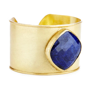 Gold Cuff with Sapphire stone medallion