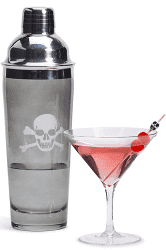 Skull & Bones Smoke Glass Cocktail Shaker w/ Skull Picks