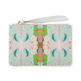 Monet's Garden Green Leather Clutch